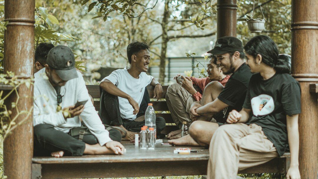 group of friends discussing